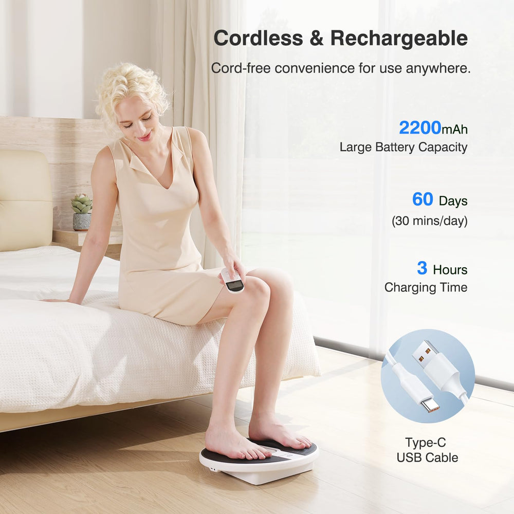 EaseZen EMS Foot Massager two pads attached for targeted relief.