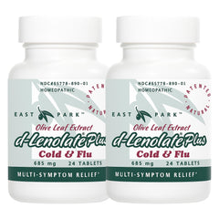 East Park D-Lenolate Plus bottle closeup highlighting easy dosing for adults and kids.