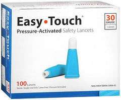 Easy Touch 30G lancet with pressure-activated safety for comfortable finger-pricks