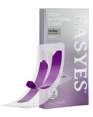 Easyes Purple Whitening Strips showing color correction for yellow tones and brighter look