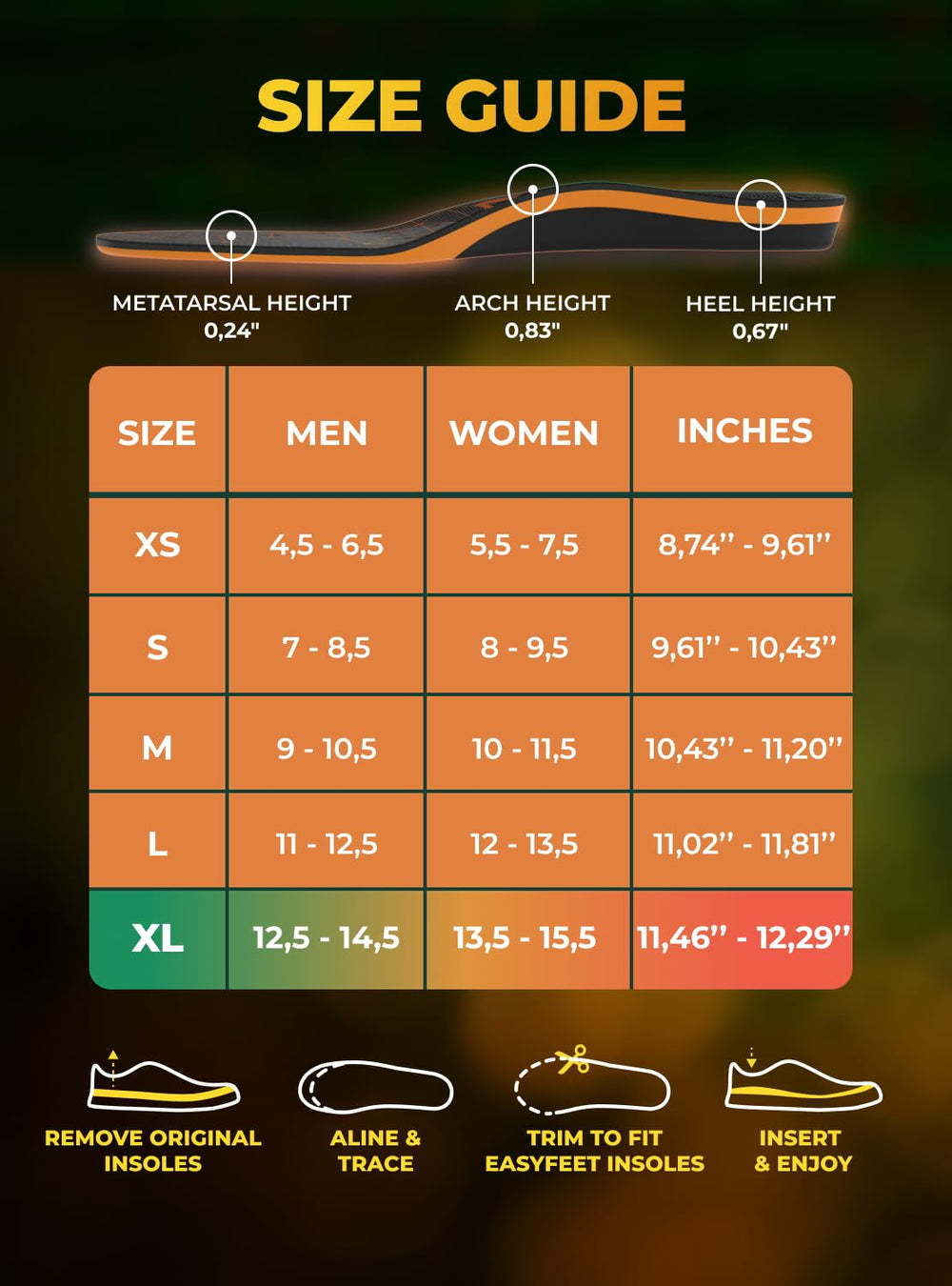 EASYFEET insoles lightweight design suitable for all shoe types and activities