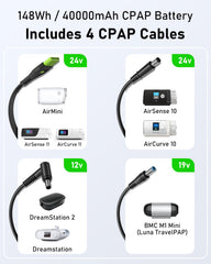 EASYLONGER ES400 battery in pass-through mode powering CPAP during use.