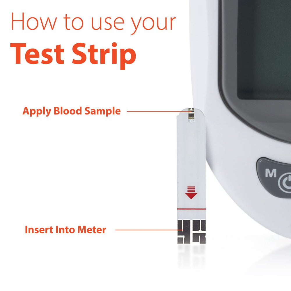 EasyTouch glucose test strip used on fingertips for quick at-home checks.