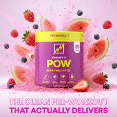 EBOOST POW Berry Melon Fizz in a glass with refreshing energy boost.