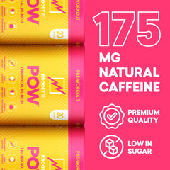 EBOOST POW Tropical Punch fizzy mix in water with refreshing texture
