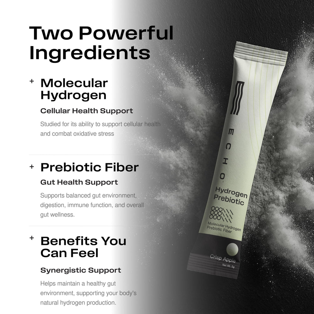 Echo Water instant hydrogen drink mix for crisp apple flavor and clean energy.
