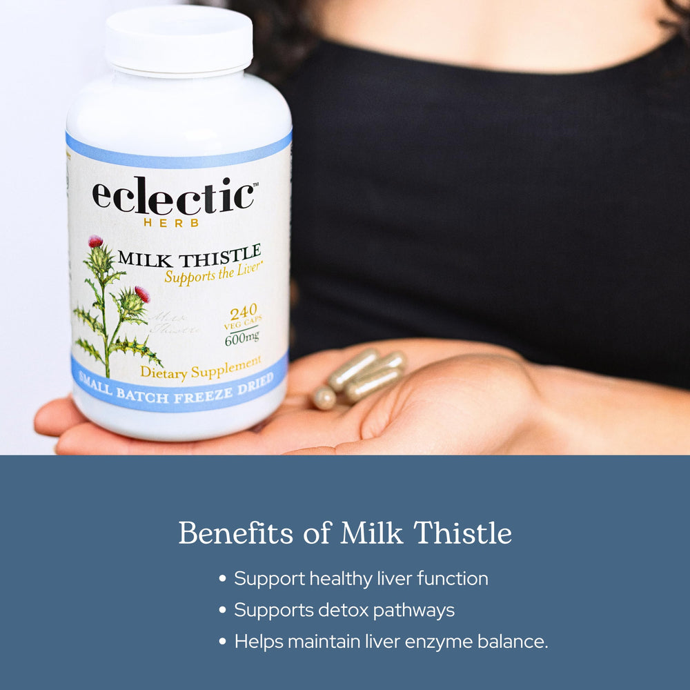 ECLECTIC INSTITUTE Eclectic Herb label highlights non-GMO and dairy-free ingredients.