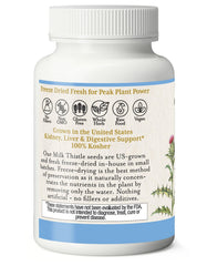 Label close-up highlights natural ingredients and Silymarin blend