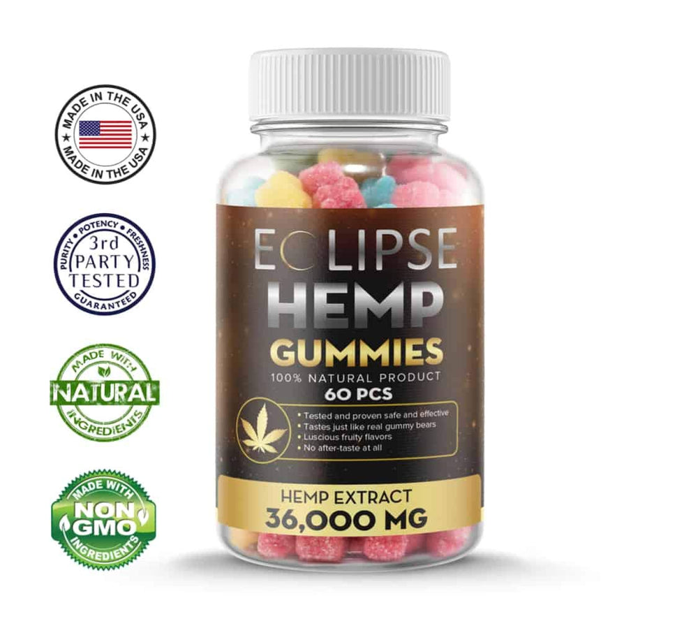 Eclipse Hemp gummies nutrition panel highlights vitamins and omega fatty acids.