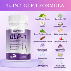 Ecliptron GLP-1 supplement bottle back highlighting ingredients and daily use guidance.