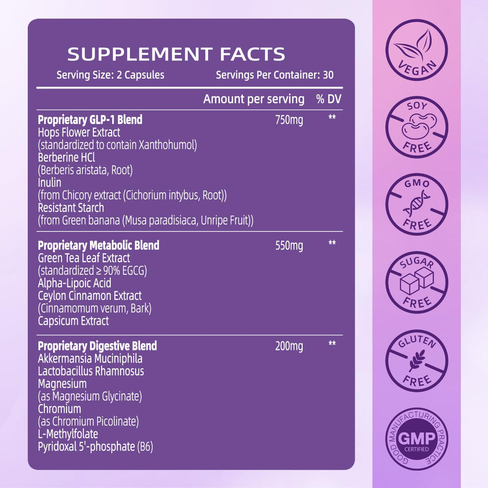 Ecliptron GLP-1 supplement image illustrating probiotic blend for digestive wellness.