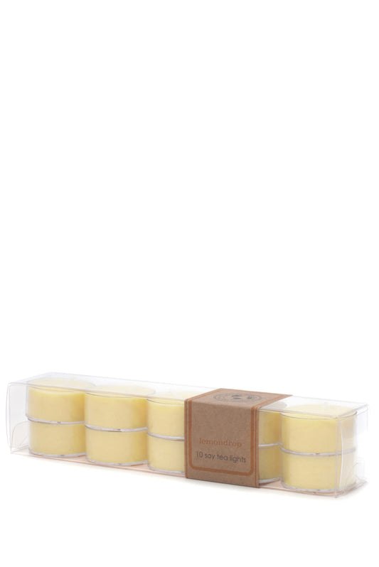 Eco Candle Co. Lemondrop tea lights in a pack for a long-lasting clean burn
