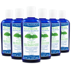 Eco-Dent mint mouthwash bottle showcases its alcohol-free formula for daily freshness.
