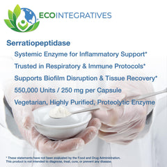EcoIntegratives Meriva Serratiopeptidase biofilm-balance visual hints at microbial harmony.