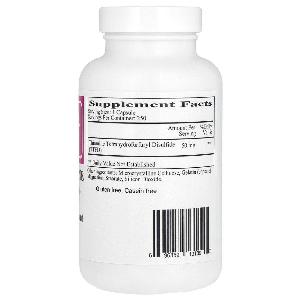Ecological Formulas All Thiamine capsules arranged for easy daily B1 supplementation.