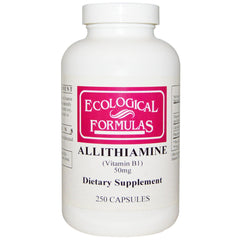 Ecological Formulas Allithiamine 50 mg capsules in a clear bottle for daily nutritional support