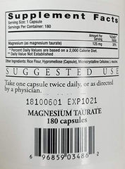 Ecological Formulas Magnesium Taurate 125 mg bottle-cap closeup emphasizes dosage clarity