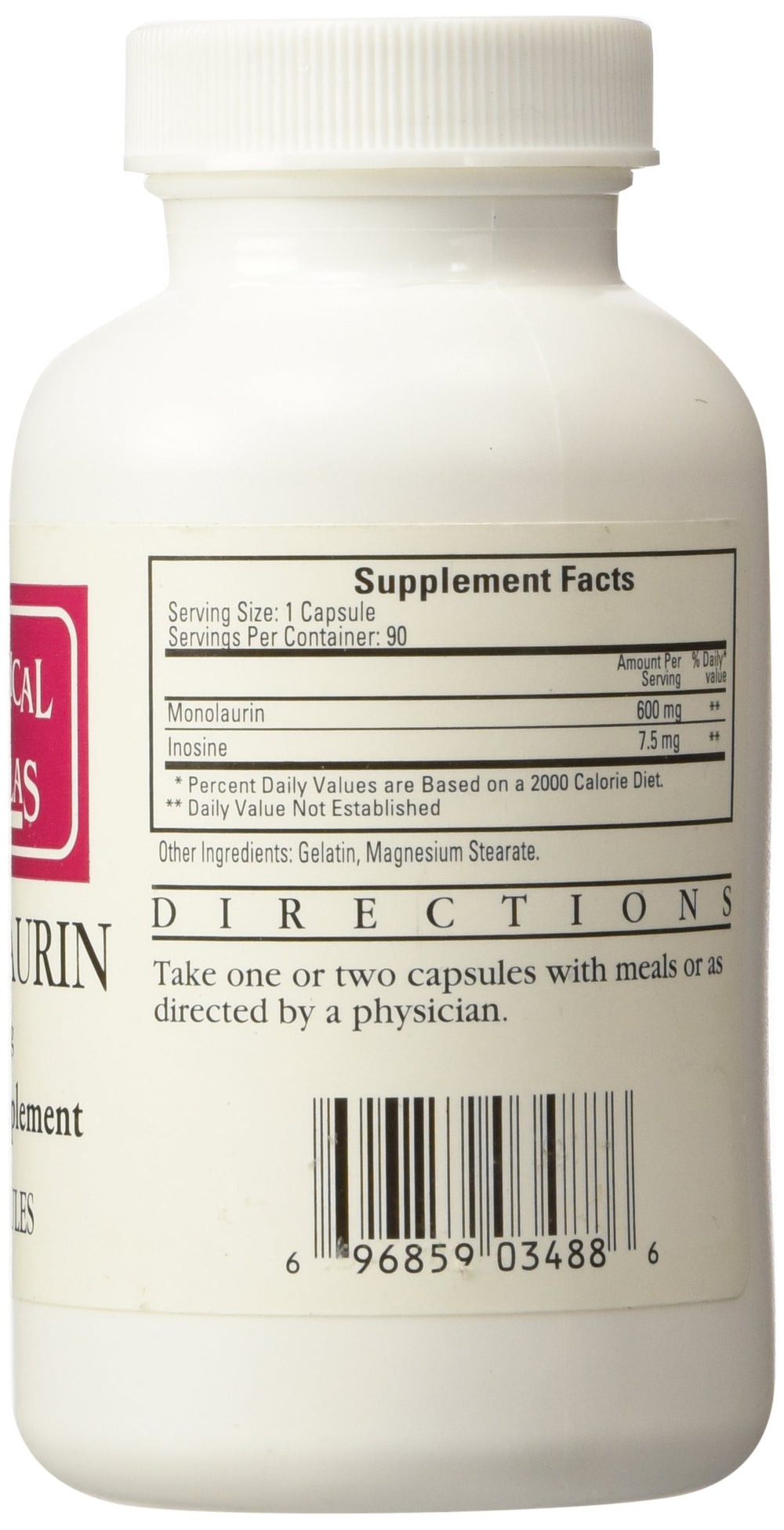 Monolaurin 600mg capsules by Ecological Formulas for convenient daily use.