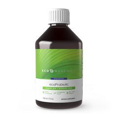 EcoNugenics EcoProbiotic bottle shows fermented elixir supporting digestive balance.