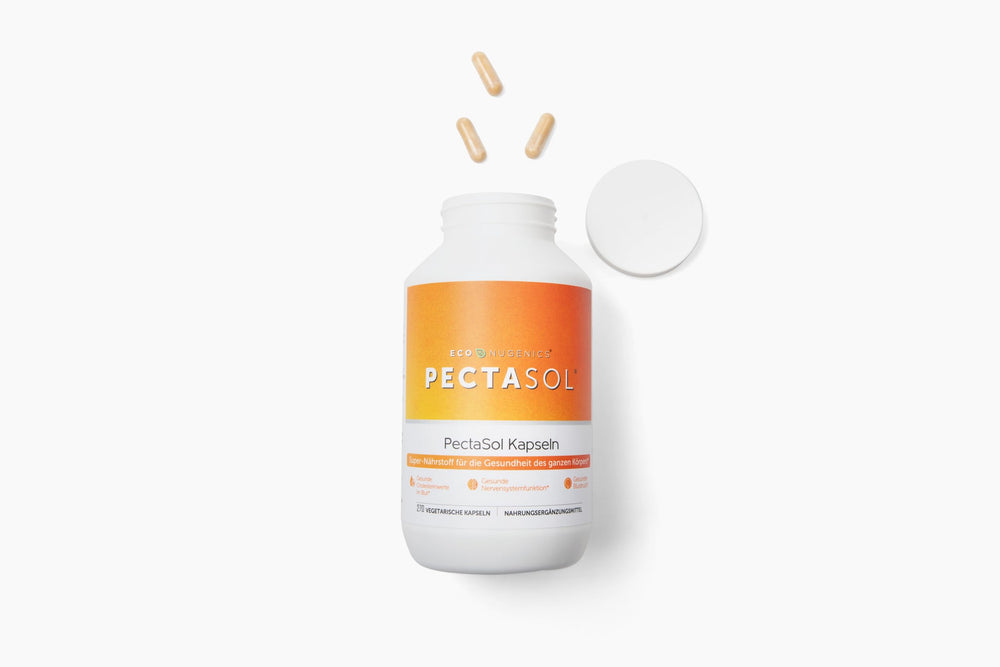EcoNugenics PectaSol powder jar illustrates versatile mix-in routines