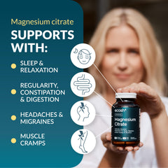 Ecosh Liposomal Magnesium Citrate label detail shows non-GMO formulation