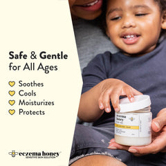 ECZEMA HONEY ingredients highlight honey, aloe, and oatmeal benefits