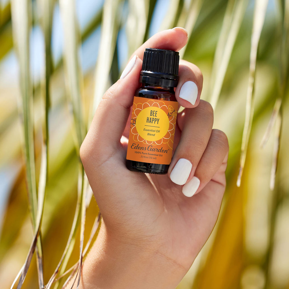 Edens Garden Bee Happy bottle close-up showing pure ingredients and premium quality