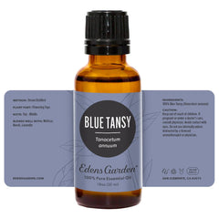 Packaging details of Edens Garden Blue Tansy essential oil