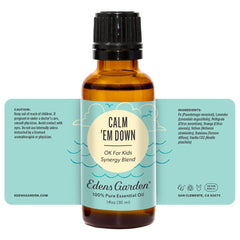 Edens Garden Calm 'Em Down patch test-friendly topical use cue