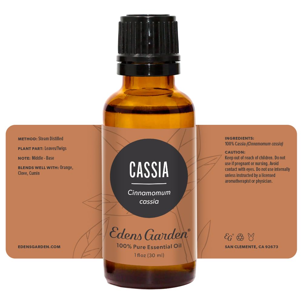 Protective packaging for Edens Garden Cassia essential oil.