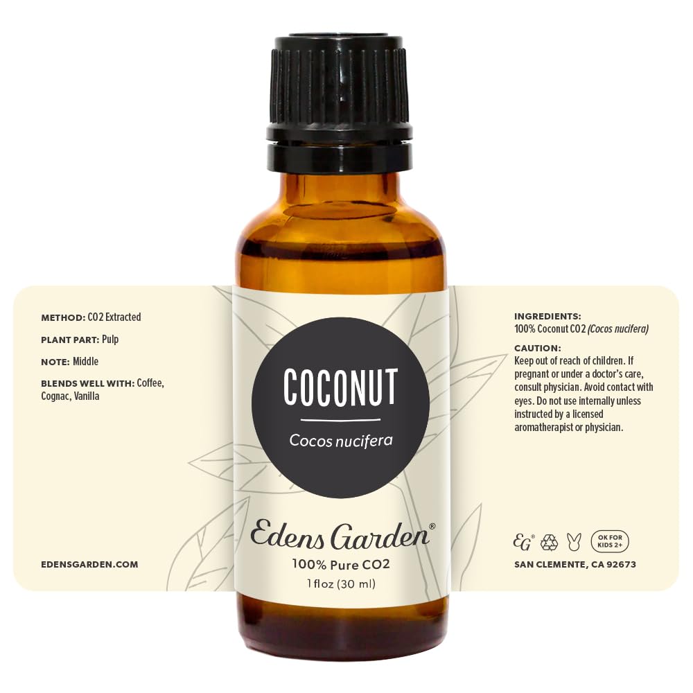 Edens Garden Coconut CO2 Essential Oil premium-grade bottle for daily self-care.