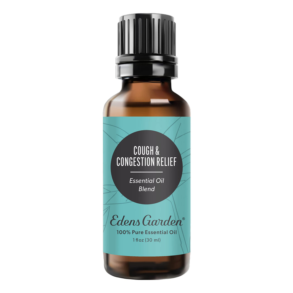 Edens Garden Cough & Congestion blend bottle for inhalation and aromatherapy.