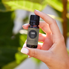 Close-up of Edens Garden cumin oil cap, signaling premium quality.