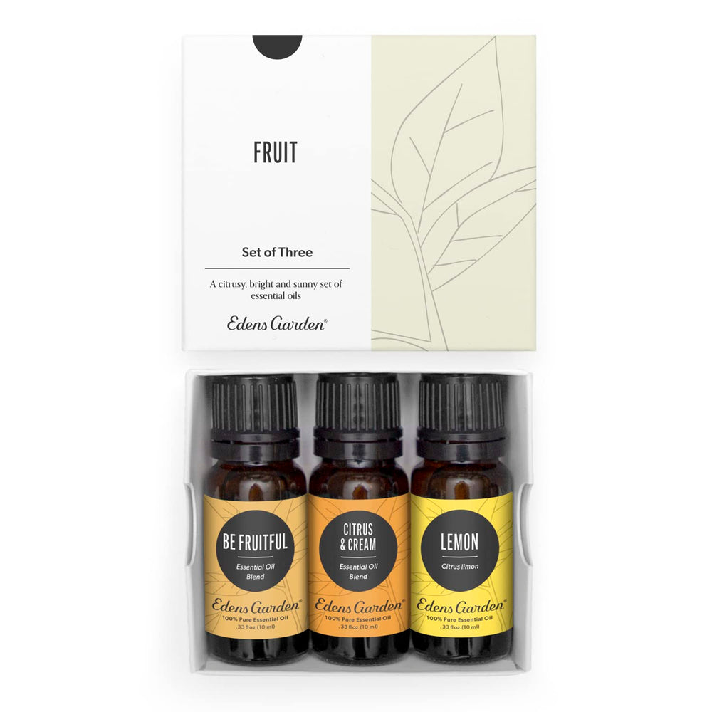 Edens Garden Be Fruitful bottle pour for uplifting diffuser aroma.