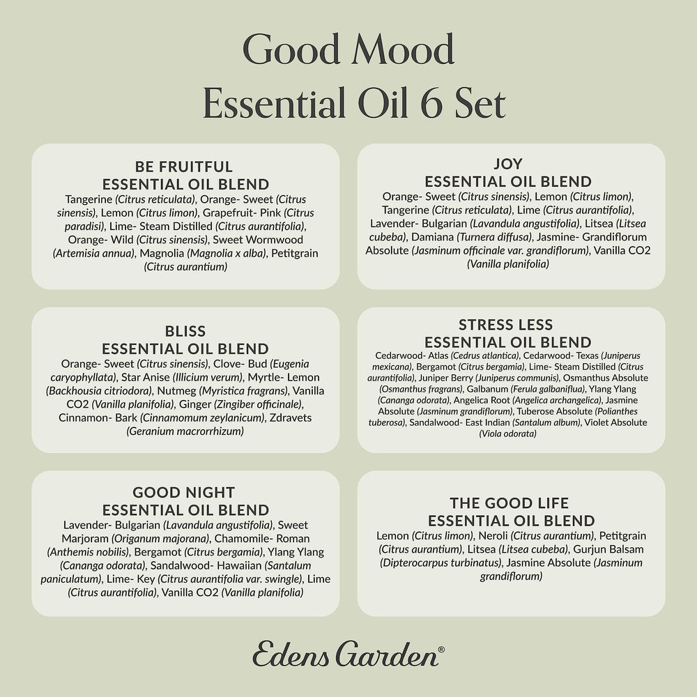 Edens Garden Good Mood label closeup emphasizing purity and branding.