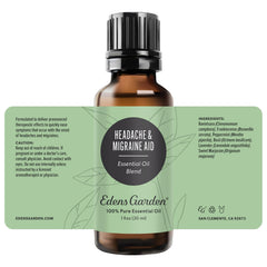 Edens Garden Headache and Migraine Aid bottle diffusing on a desk for refreshed mood.
