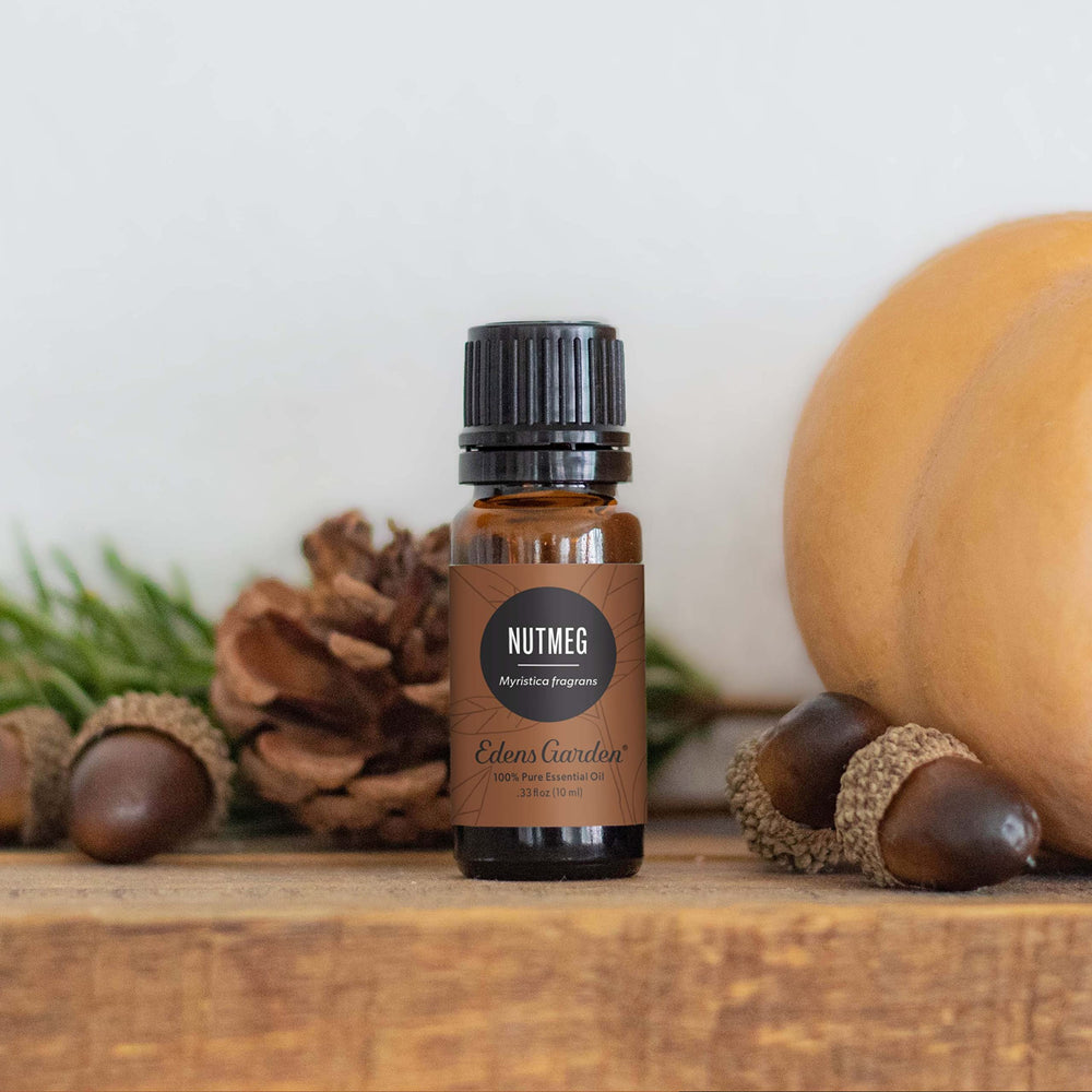 Edens Garden Nutmeg oil-diffuser scene shows warm spice aroma filling a room.