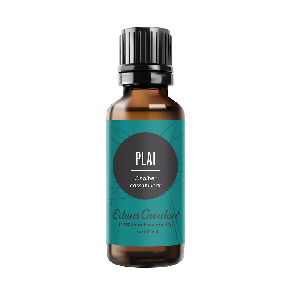 Edens Garden Plai essential oil bottle displaying pure oil for a calming ambiance.