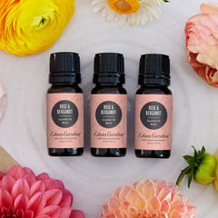 Edens Garden Rose Bergamot diffuser blend brightens rooms with a floral-citrus scent.