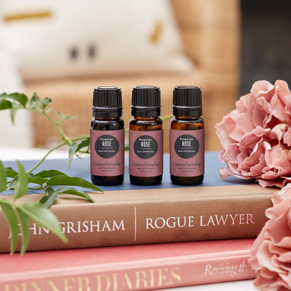 Edens Garden Rose Bulgarian Absolute diffuser setup with calming floral scent.