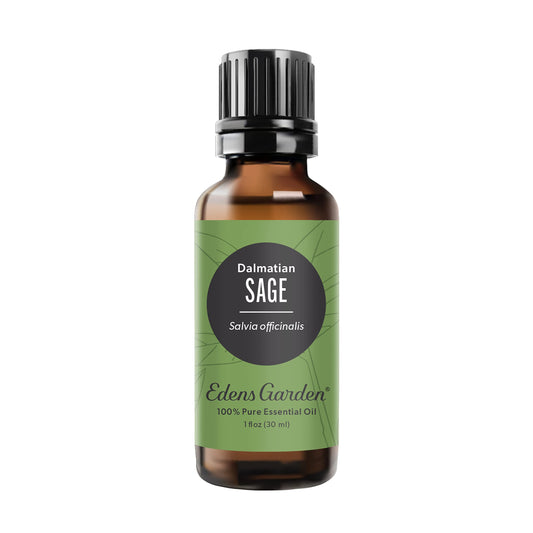 Edens Garden Sage Dalmatian essential oil bottle ready for diffusing and care rituals.