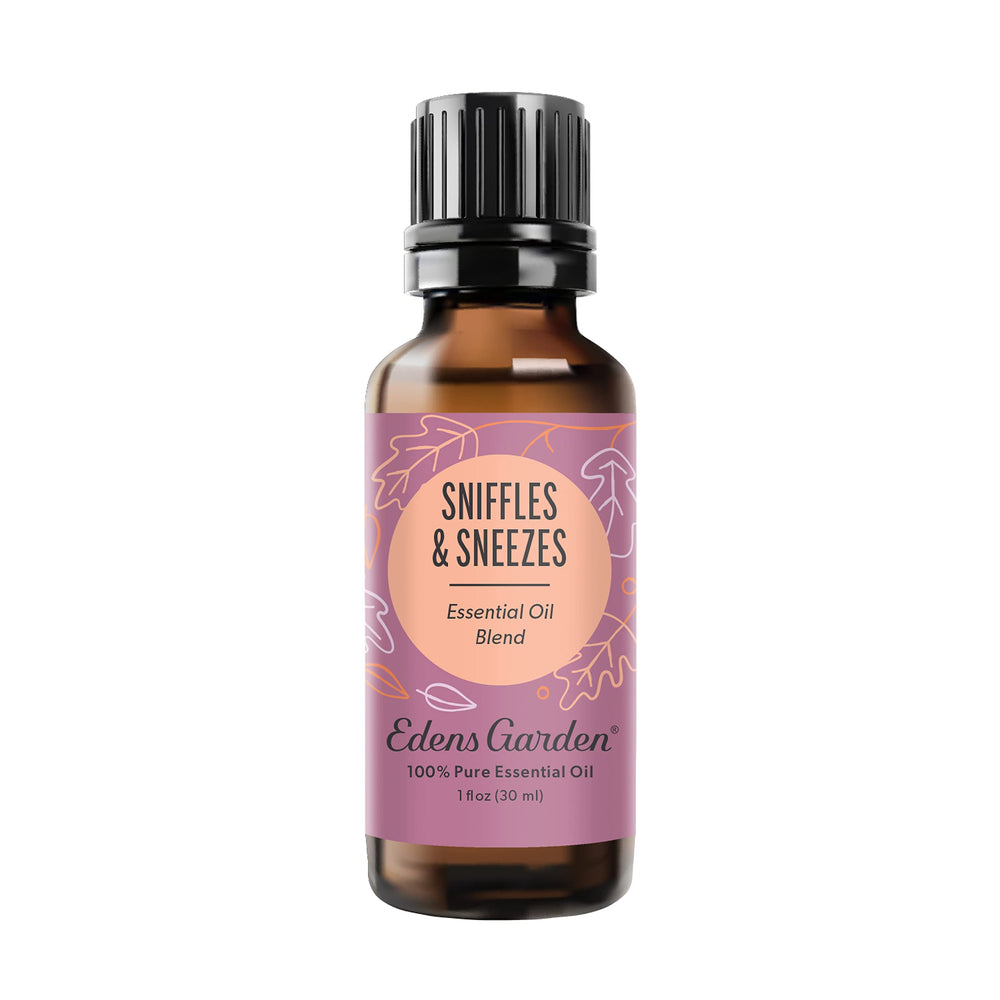 Edens Garden Sniffles & Sneezes bottle with dropper for calming aromatherapy at home