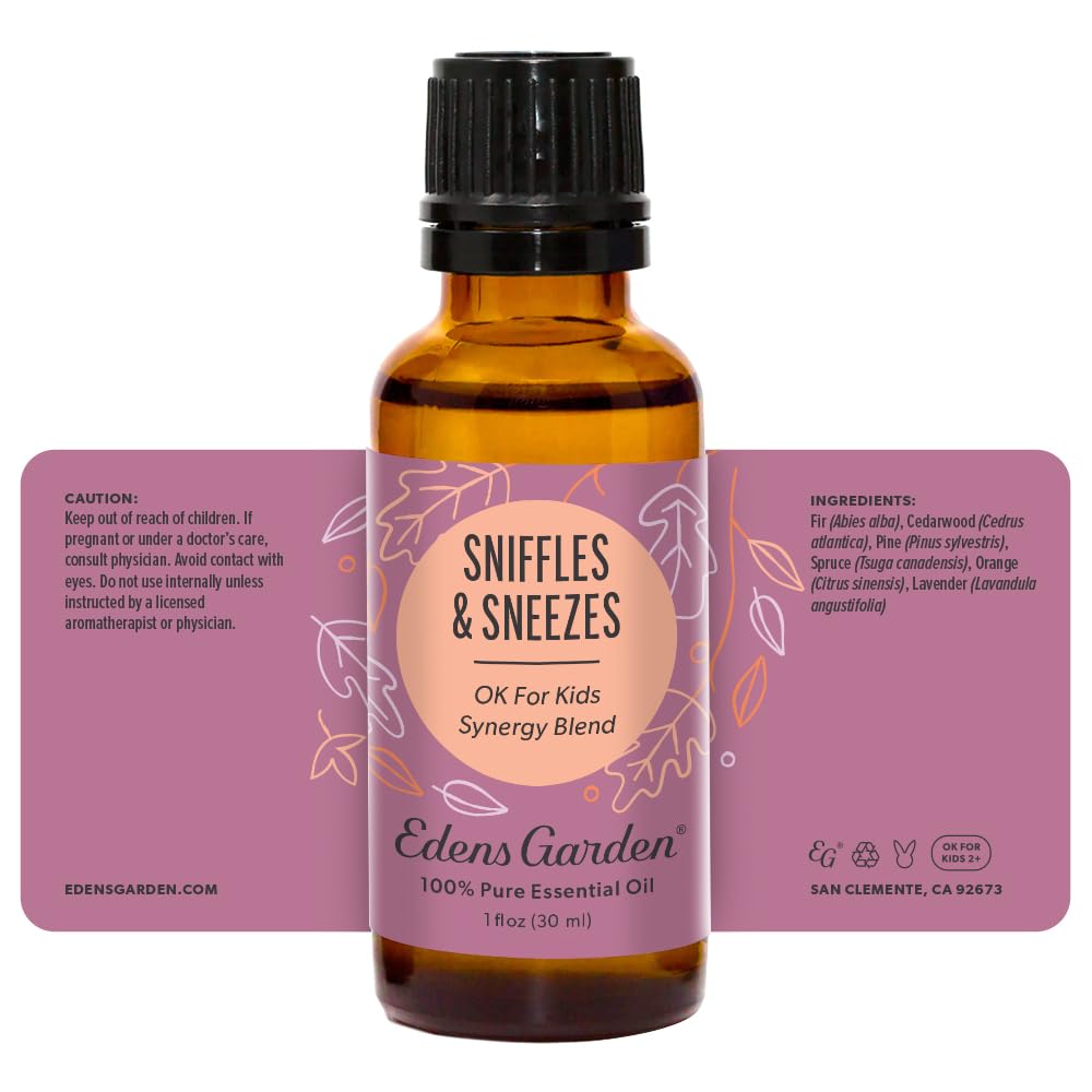 Edens Garden Sniffles & Sneezes kid-safe packaging in friendly box
