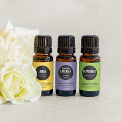 Edens Garden lemon oil bottle for uplifting room ambience.