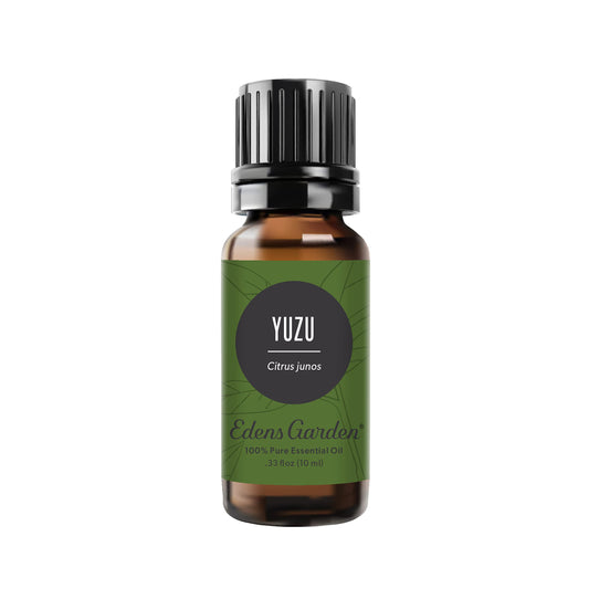 Edens Garden Yuzu essential oil bottle for uplifting diffusion and mood enhancement.