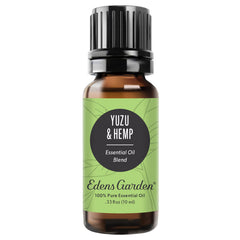 Edens Garden Yuzu & Hemp bottle label close-up, ideal for diffusing