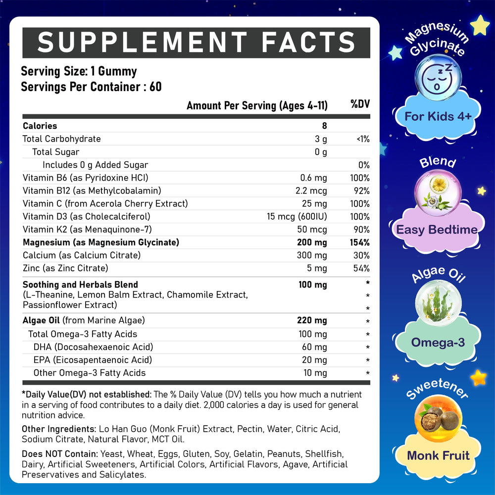 Edmmyliy Kids Magnesium Glycinate Gummies close-up shows berry flavor.