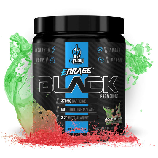 eFlow Nutrition Enrage black bottle front view shows energy formula