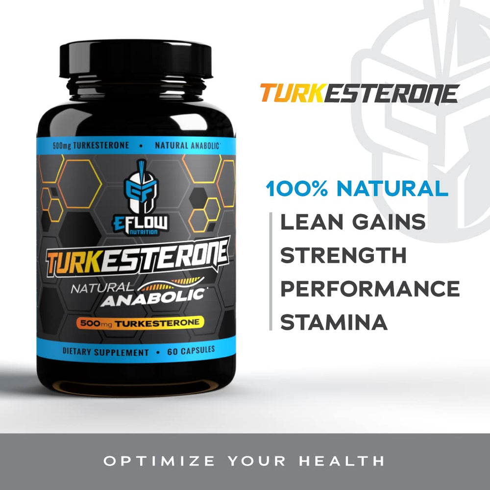 eFlow Nutrition Turkesterone in workout scene emphasizing stamina support
