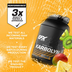 EFX Karbolyn Fuel tub back panel shows quality guarantees and certifications
